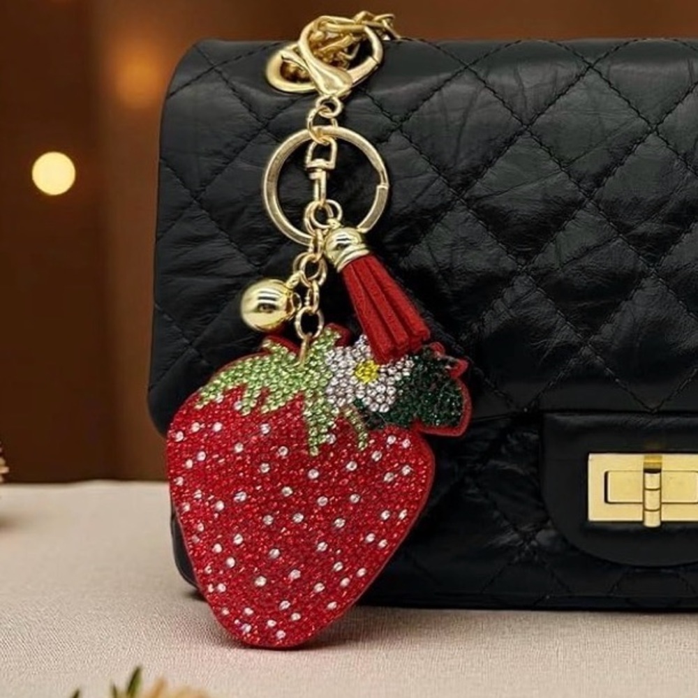 LAST ONE! Red Strawberry rhinestone keychain/purse charm!